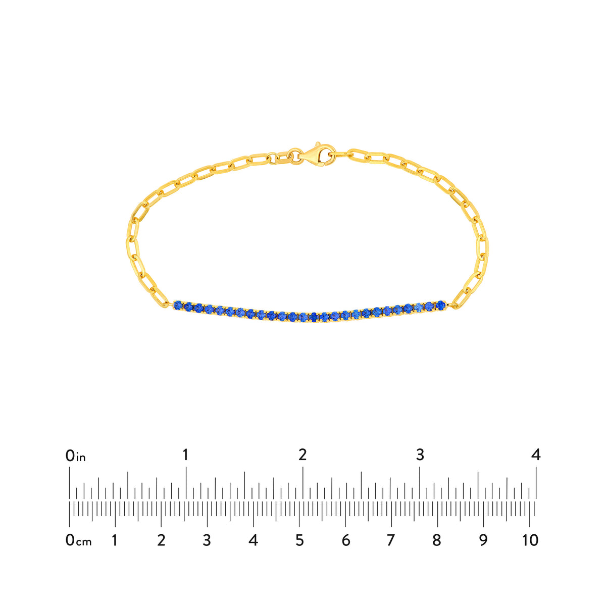 Sapphire Half Paper Clip and Half Tennis Bracelet in 14K Yellow Gold — view 4 — Laura Milman New York