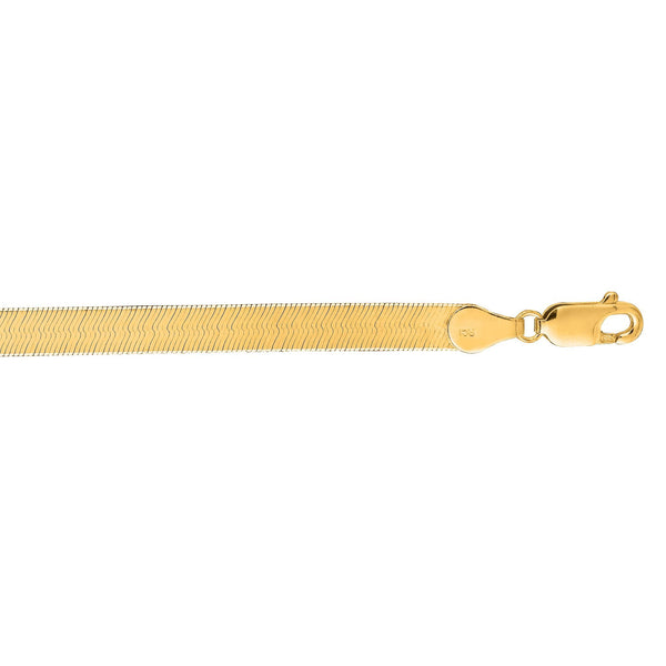 3.8mm Herringbone Chain Bracelet in 14K Yellow Gold — view 2