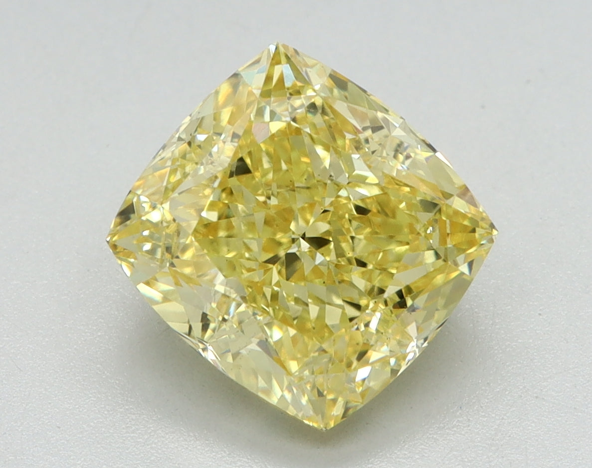 3.06ct Cushion Fancy Vivid Yellow Lab-Grown Diamond — VS1 | IGI