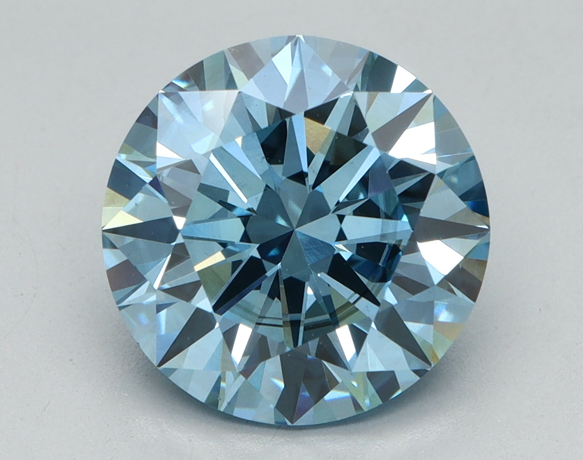 3.50ct Round Fancy Vivid Blue Lab-Grown Diamond — VS2 | IGI