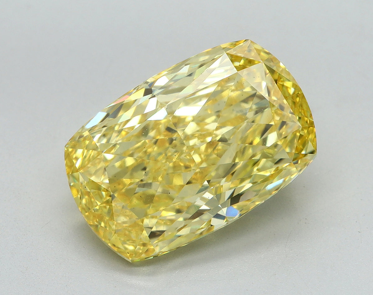 7.13ct Cushion Fancy Vivid Yellow Lab-Grown Diamond — VS2 | IGI