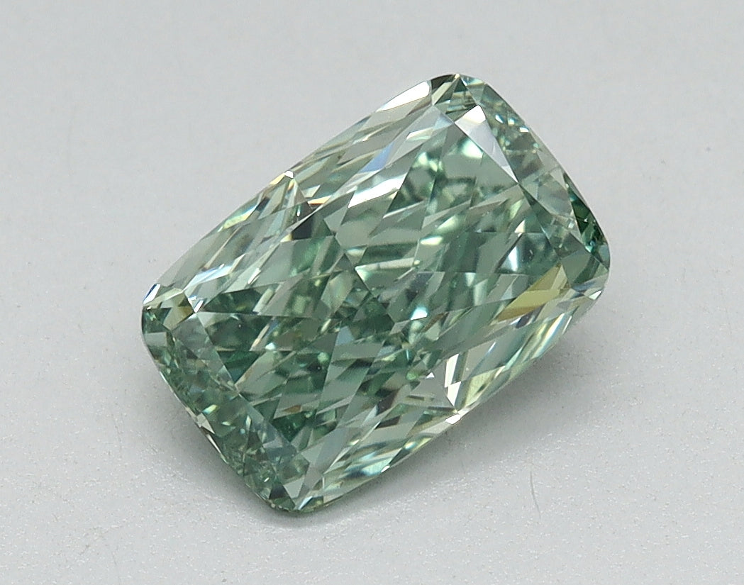 1.11ct Cushion Fancy Vivid Green Lab-Grown Diamond — VS1 | IGI