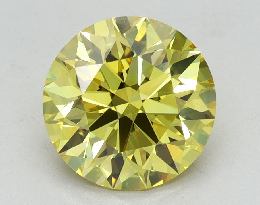 1.66ct Round Fancy Vivid Yellow Lab-Grown Diamond — VVS2 | IGI