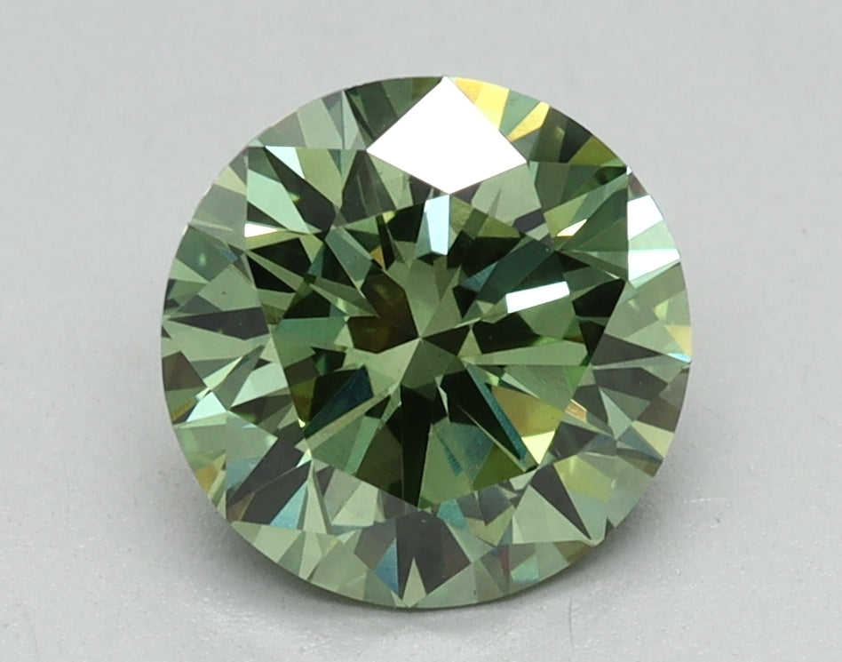 1.52ct Round Fancy Vivid Green Lab-Grown Diamond — VS1 | IGI
