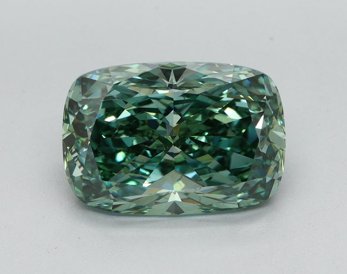 4.02ct Cushion Fancy Vivid Green Lab-Grown Diamond — VS2 | IGI