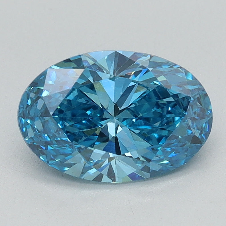 1.37ct Oval Fancy Vivid Blue Lab-Grown Diamond — VS1 | IGI