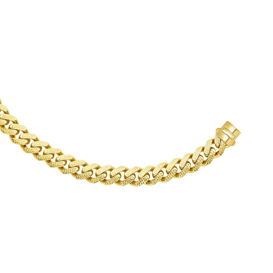 Cuban Pave Curb Link Gold Bracelet - Laura's Gems