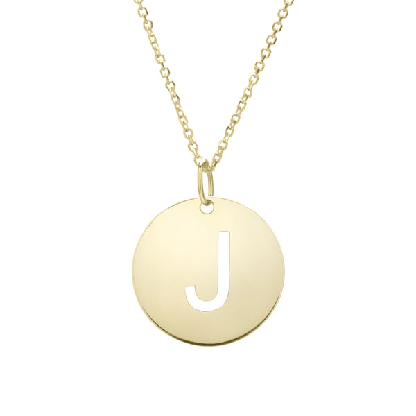 Initial "J" Circle Pendant & Necklace - Laura's Gems