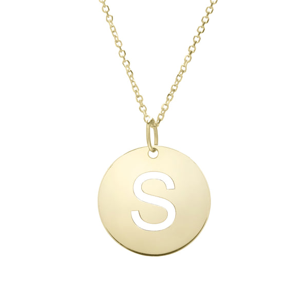 Initial "S" Circle Pendant & Necklace - Laura's Gems