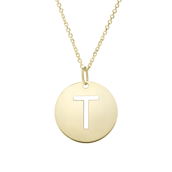 Initial "T" Circle Pendant & Necklace - Laura's Gems