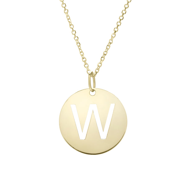 Initial "W" Circle Pendant & Necklace - Laura's Gems
