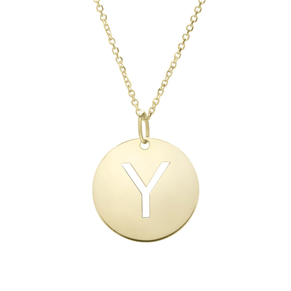 Initial "Y" Circle Pendant & Necklace - Laura's Gems