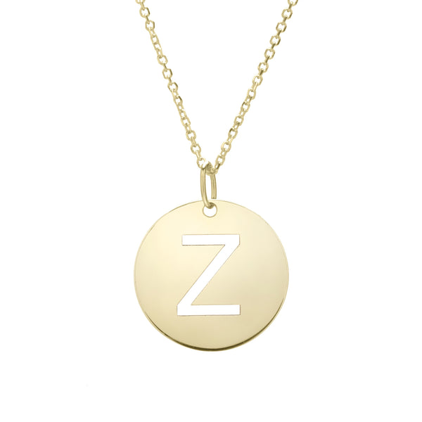 Initial "Z" Circle Pendant & Necklace - Laura's Gems