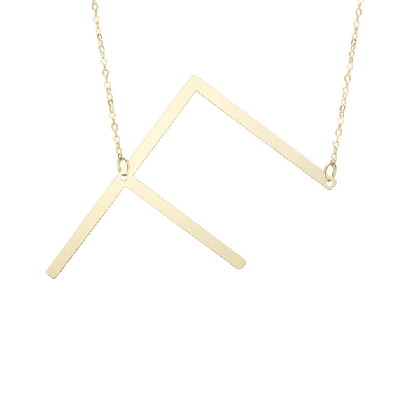 Initial "F" Large Pendant & Necklace - Laura's Gems
