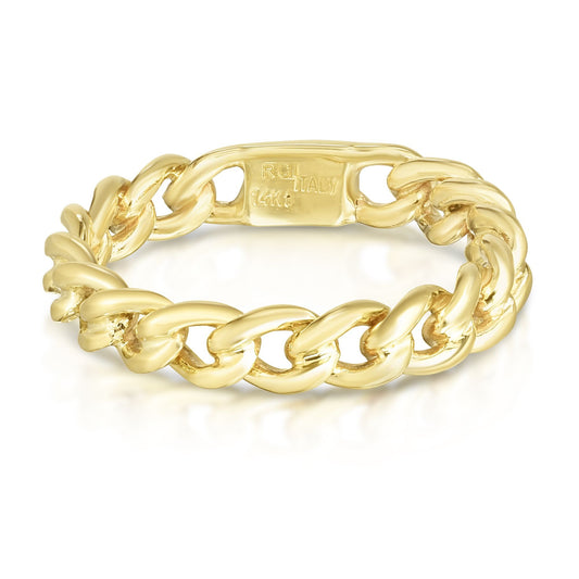 Chain Link Ring in 14k Yellow Gold - Laura's Gems