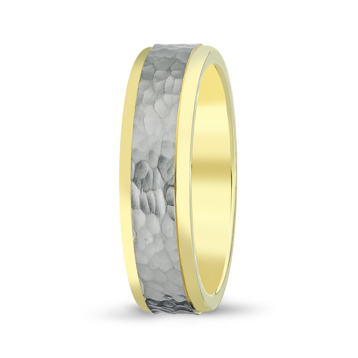 Men's Two-Tone Hammered Style Inlay Matte Wedding Band - Laura's Gems — Laura Milman New York
