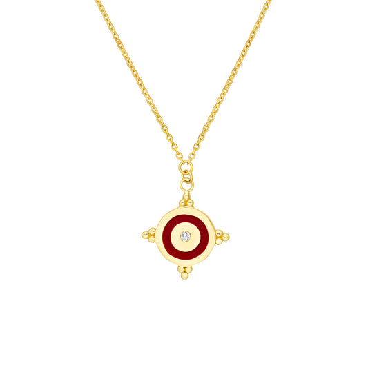 Red Enamel Nautical Medallion Necklace - Laura's Gems