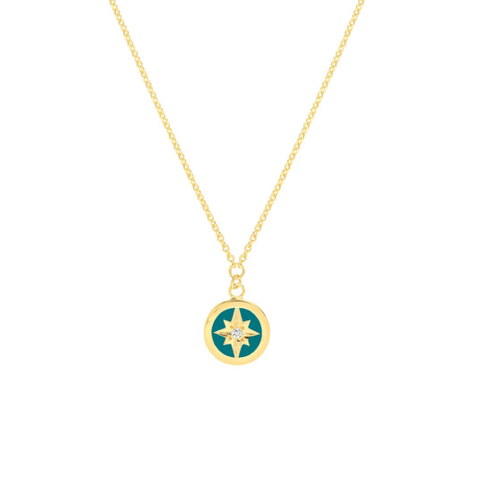Turquoise Enamel Star Medallion Necklace - Laura's Gems
