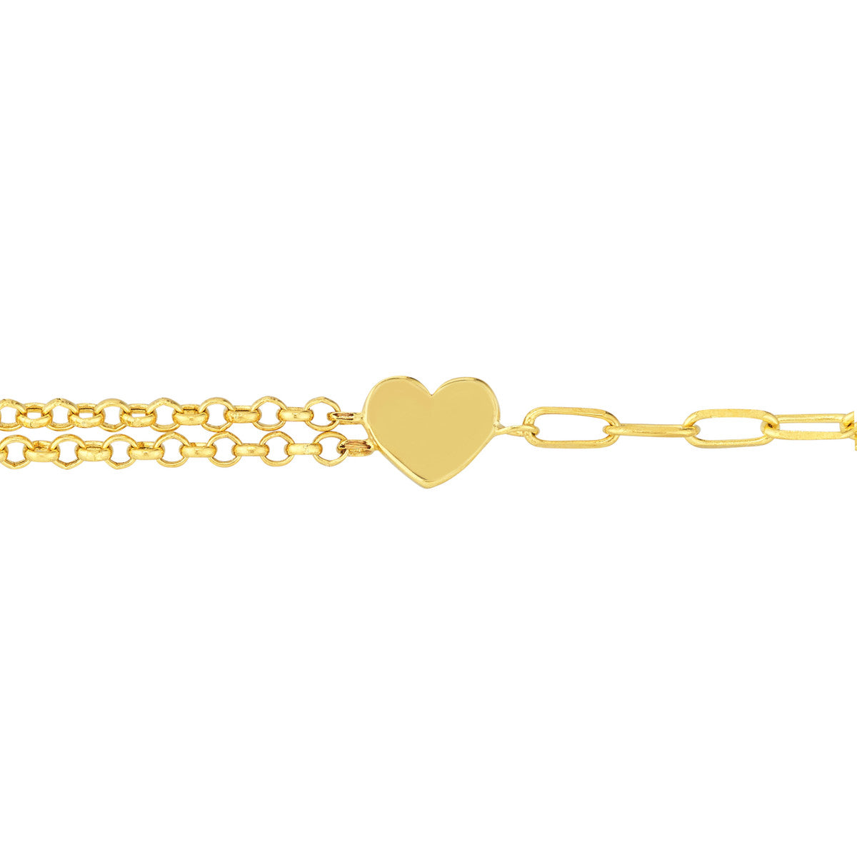 50/50 Paper Clip + Double Rolo Heart Bracelet - Laura's Gems — Laura Milman New York