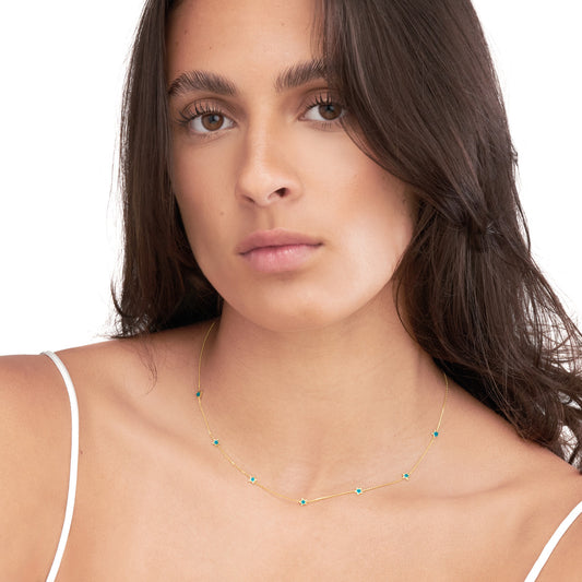 Teal Enamel Mini Star Necklace - Laura's Gems