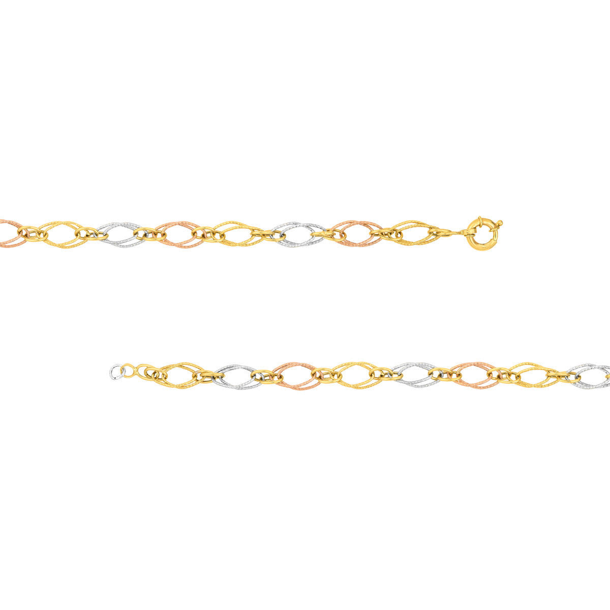 Tri-Colored Fancy Double Link Bracelet - Laura's Gems — Laura Milman New York