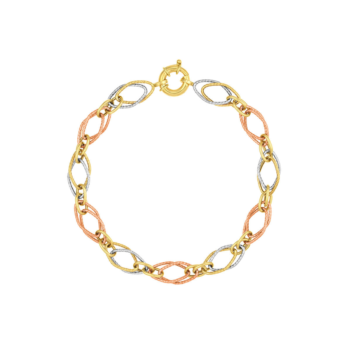 Tri-Colored Fancy Double Link Bracelet - Laura's Gems — Laura Milman New York