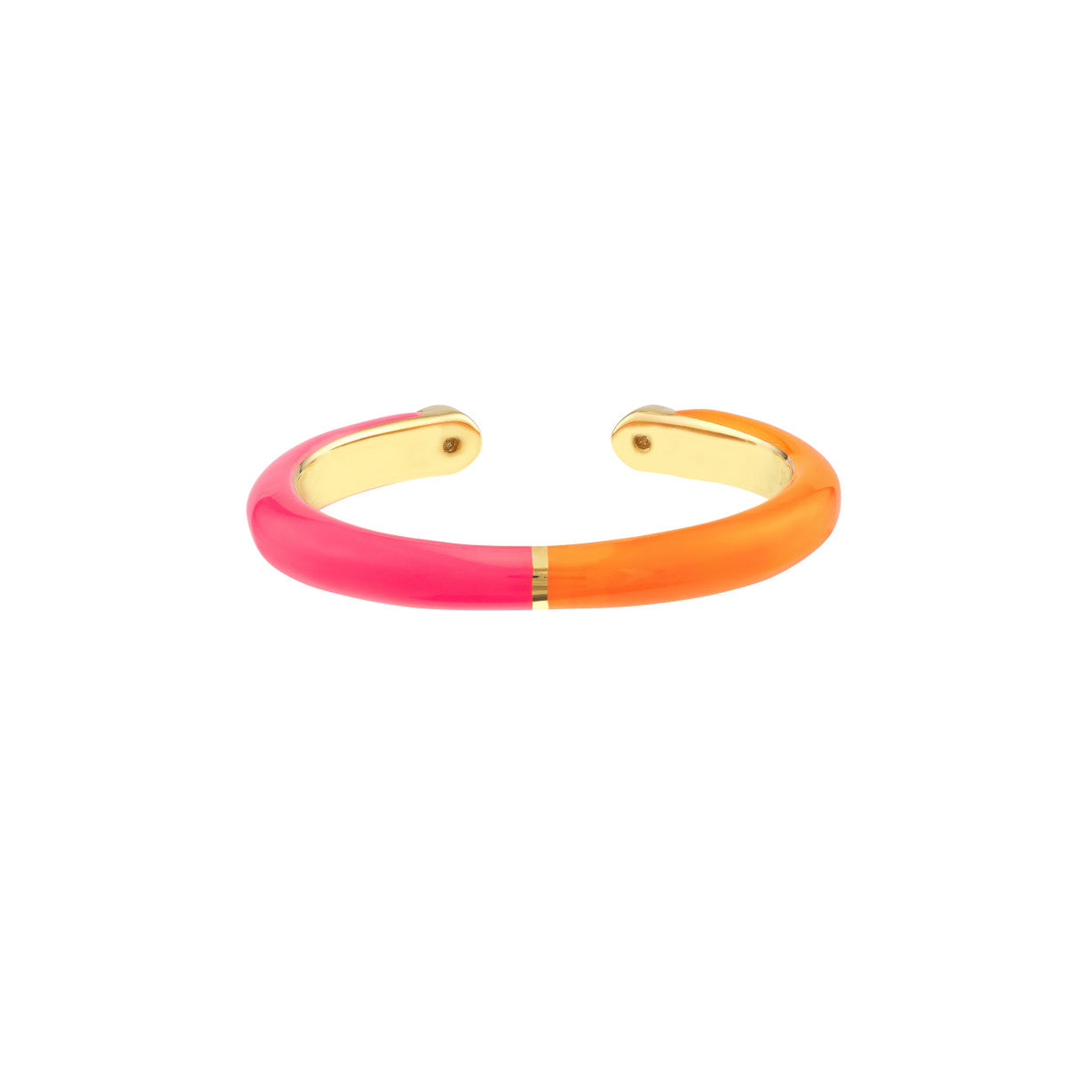 Diamond Cuff Ring 1/2 Pink 1/2 Orange Enamel - Laura's Gems