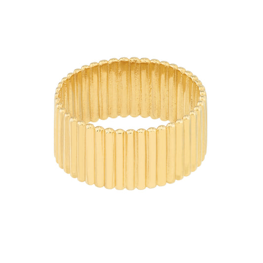 Ribbed Cigar Wide Band Ring - Laura's Gems