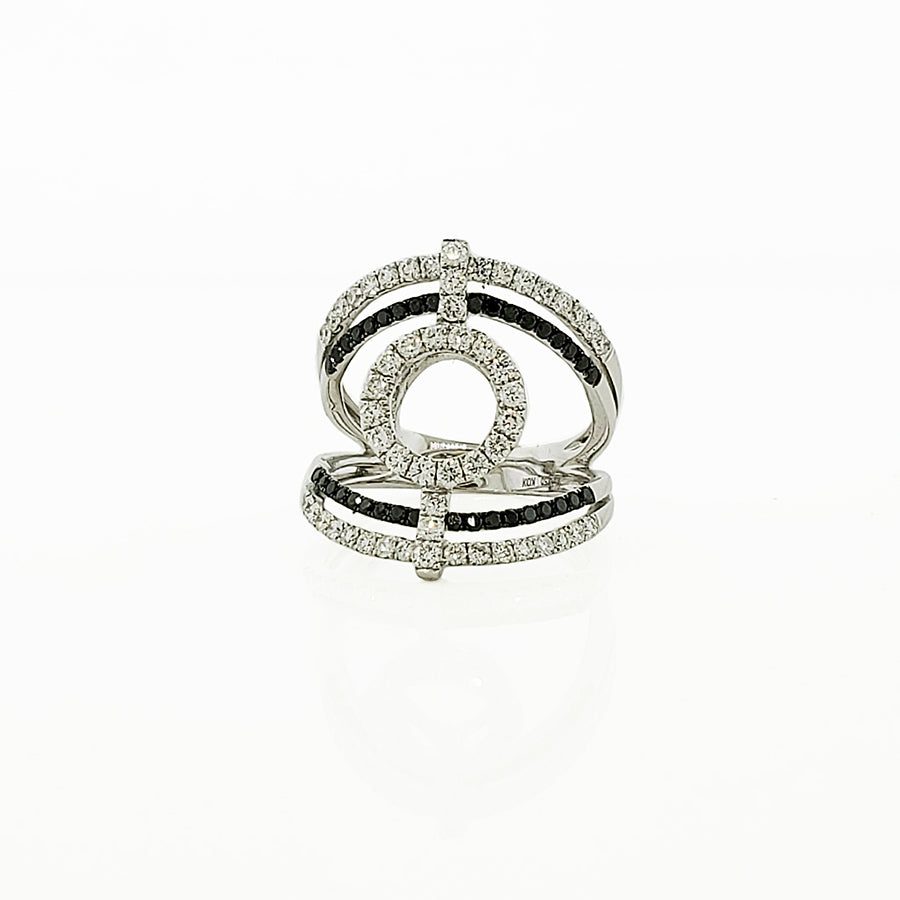 Halo-Style Black and White Diamond Ring in 14k White Gold - Laura's Gems — Laura Milman New York