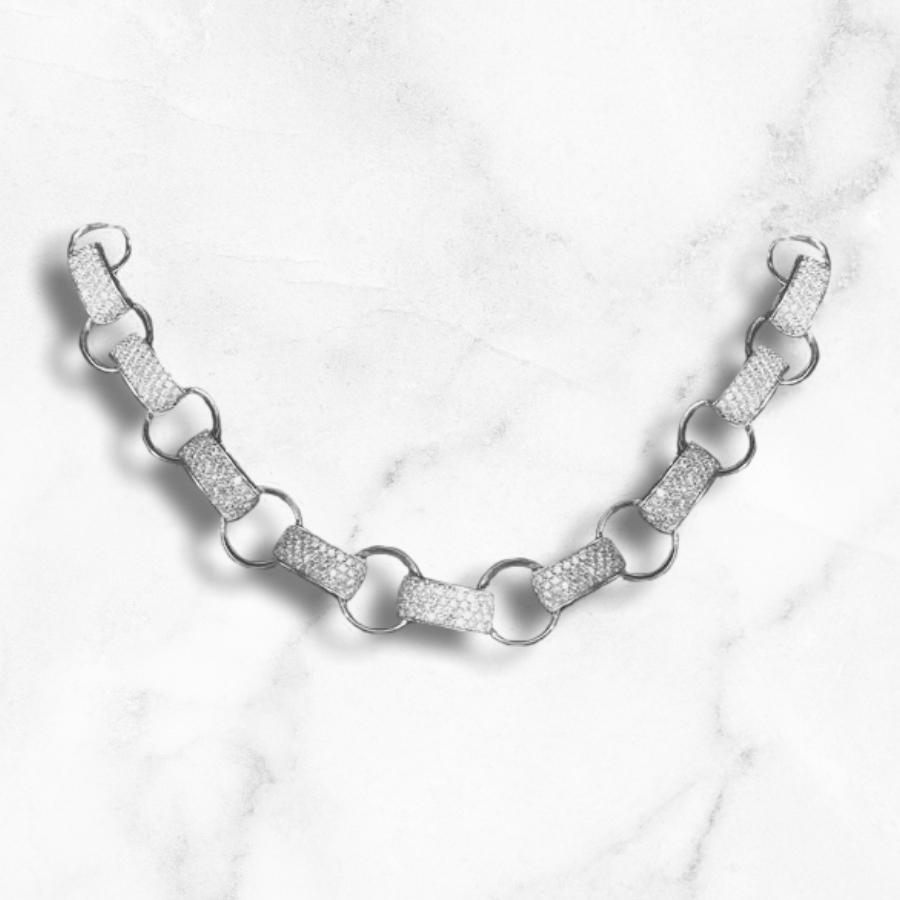 Statement Diamond Link Bracelet in 18k White Gold - Laura's Gems
