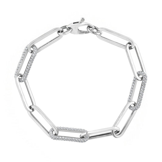 Diamond Chain Link Bracelet in 14k White Gold - Laura's Gems