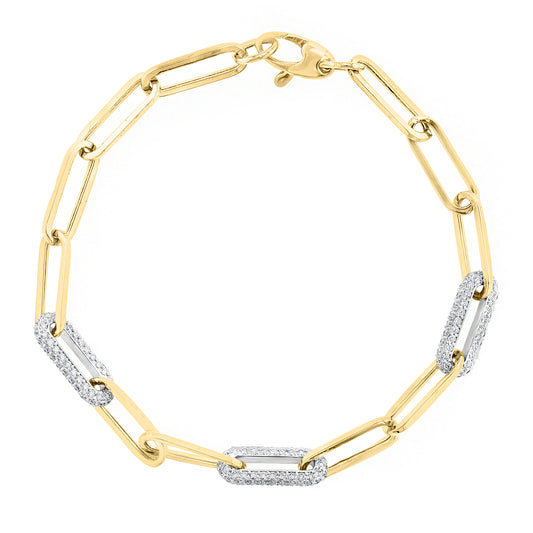 Diamond Chain Link Bracelet in 14k Yellow and White Gold - Laura's Gems