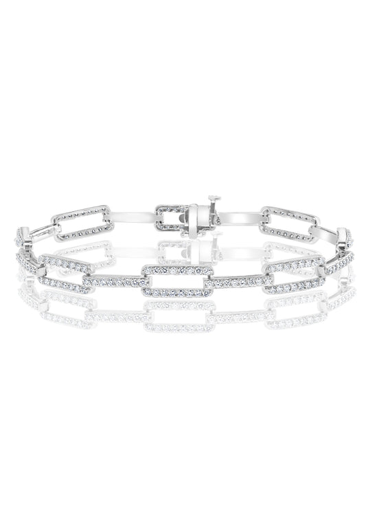 Diamond Link Bracelet in 14k White Gold - Laura's Gems