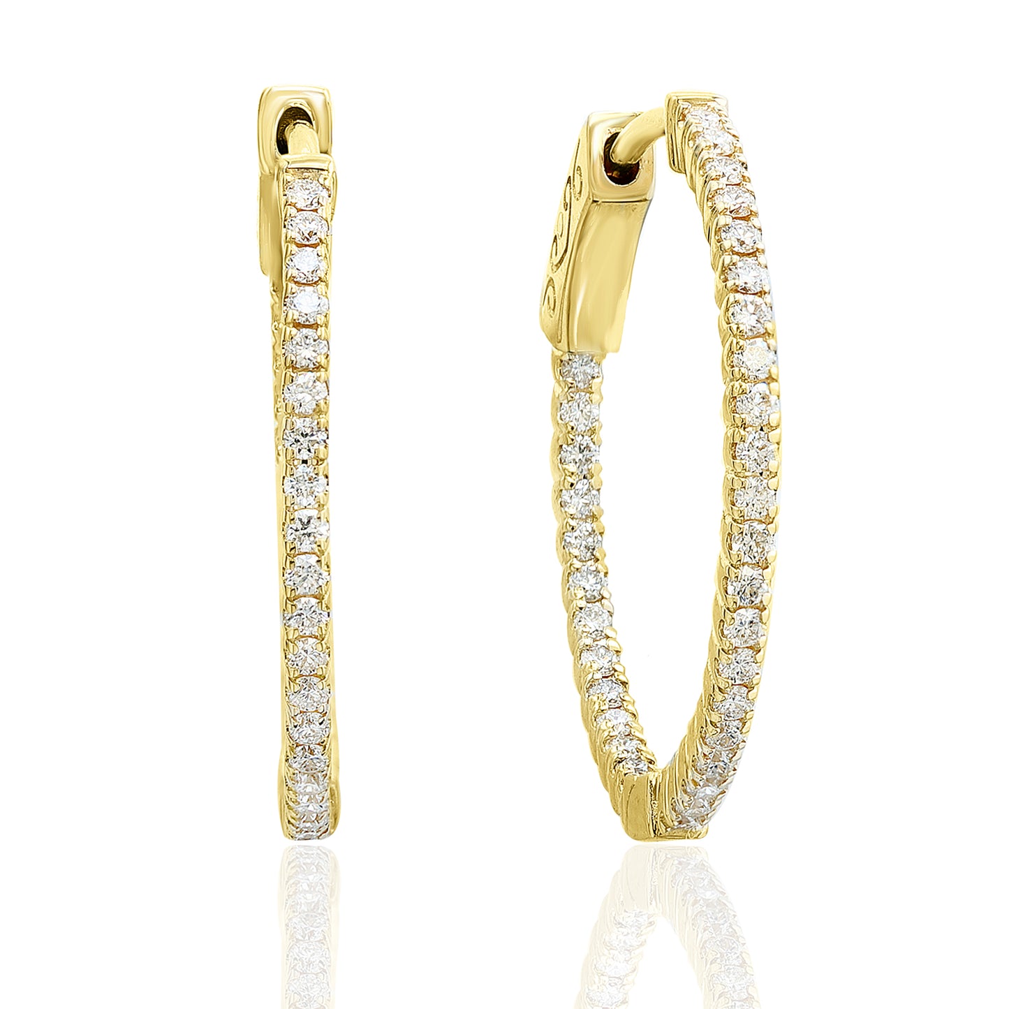 Diamond Hoop Earrings in 14k Yellow Gold - Laura's Gems
