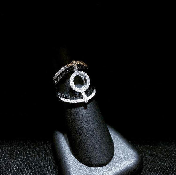 Halo-Style Black and White Diamond Ring in 14k White Gold - Laura's Gems