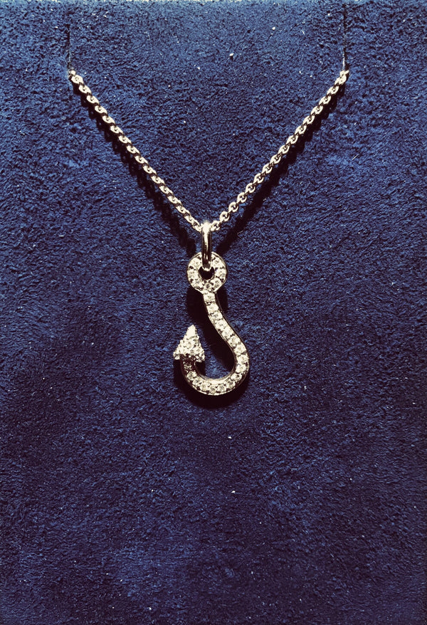 Diamond Hook Pendant in 18k Rose Gold - Laura's Gems
