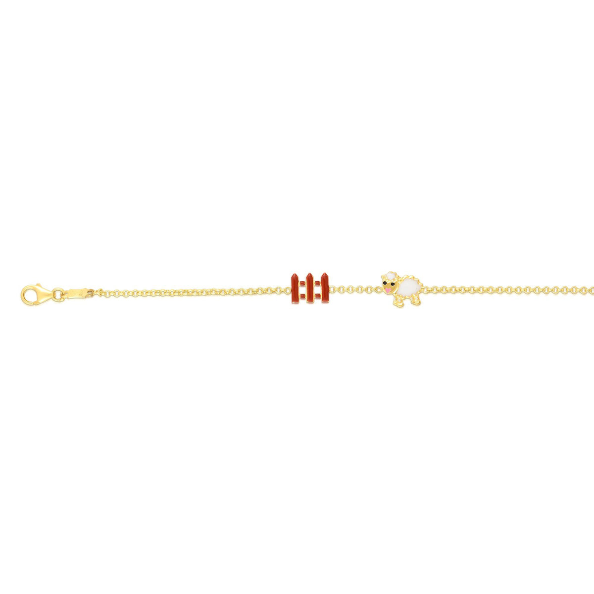 Children's Sheep and Fence Charm Bracelet in 14k Yellow Gold - Laura's Gems — Laura Milman New York
