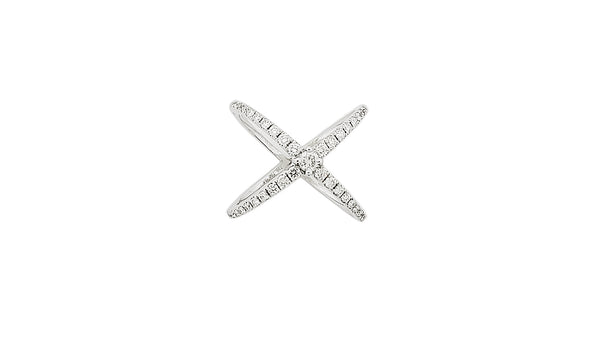 X Diamond Ring in 14k White Gold and 1.40ct - Laura's Gems