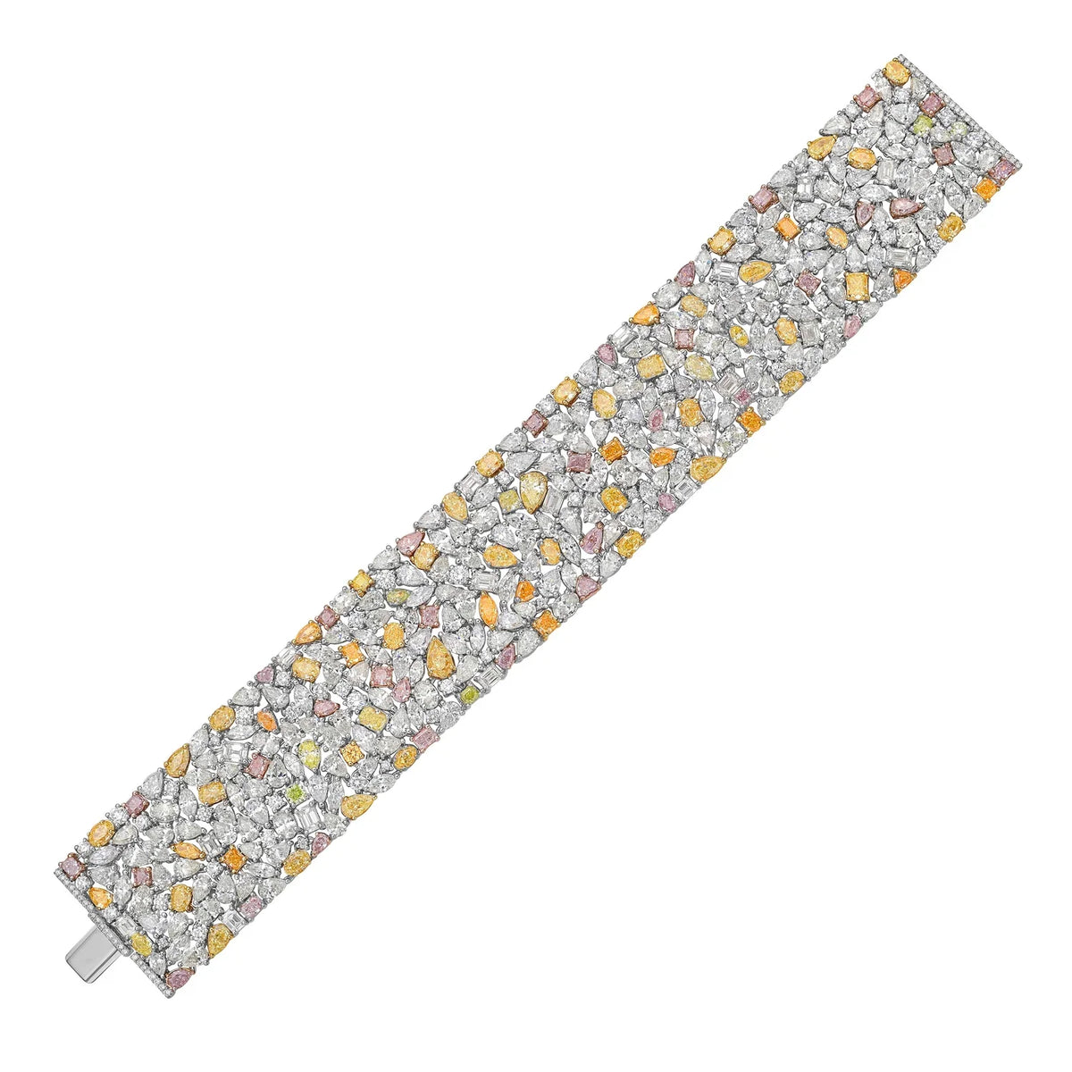 49.60ctw Fancy Color & White Diamond Carpet Bracelet — view 2 — Laura Milman New York