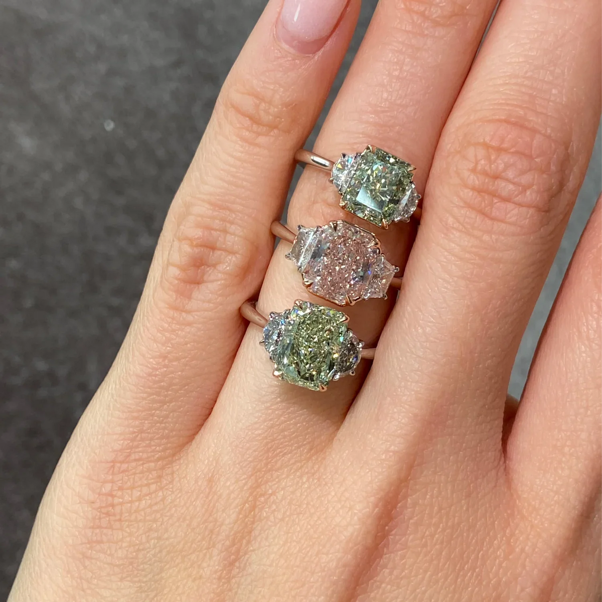 3ct Fancy Brown-Pink Elongated Radiant Diamond Ring VS1 GIA — view 3 — Laura Milman New York