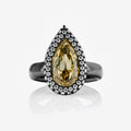 Fancy Brownish Yellow Pear Diamond Ring in Blackened 18K Yellow Gold view 1