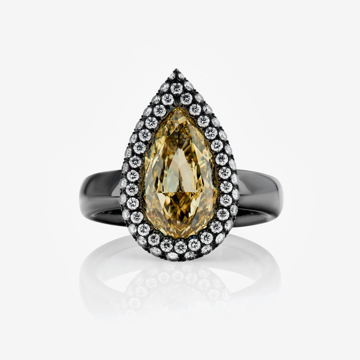 3.00ct Fancy Brownish Yellow Pear Diamond Cloud Halo Ring VVS2 GIA — Laura Milman New York