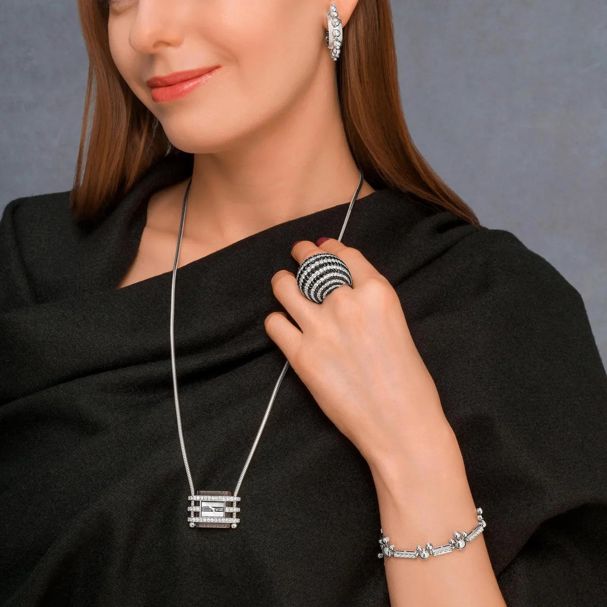 Aletto Brothers 18K White Gold Half Hoop Diamond Earrings — view 5 — Laura Milman New York