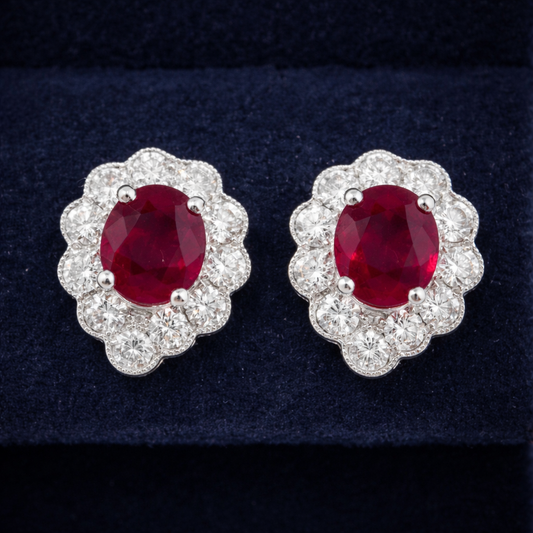 Ruby and Diamond Stud Earrings - Laura Milman New York