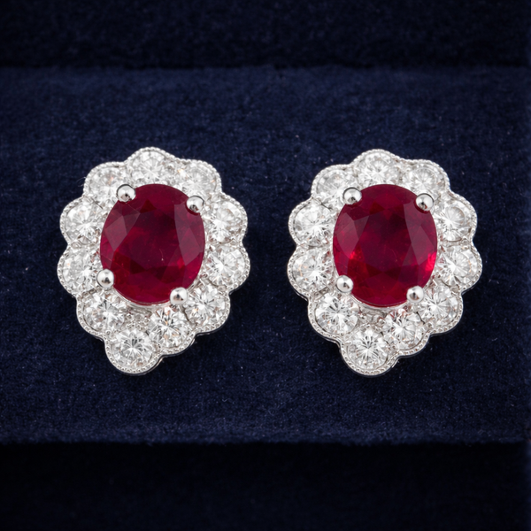 Ruby and Diamond Stud Earrings - Laura Milman New York