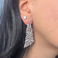 Pink and White Diamond Chandelier Earrings in 18K White and Rose Gold view 2