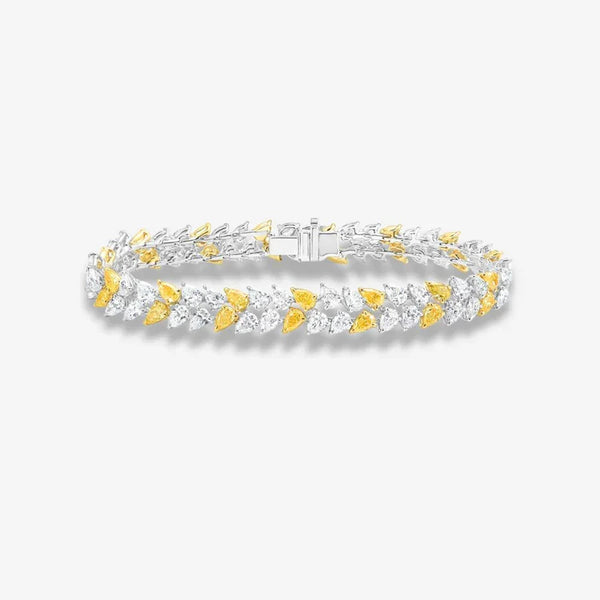 13.68ctw Yellow & White Pear Diamond Double Row Bracelet