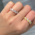 Pink and White Pear Diamond Band in 18K White and Rose Gold view 6