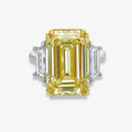 Light Yellow Emerald Diamond Ring in Platinum and 18K Yellow Gold view 1