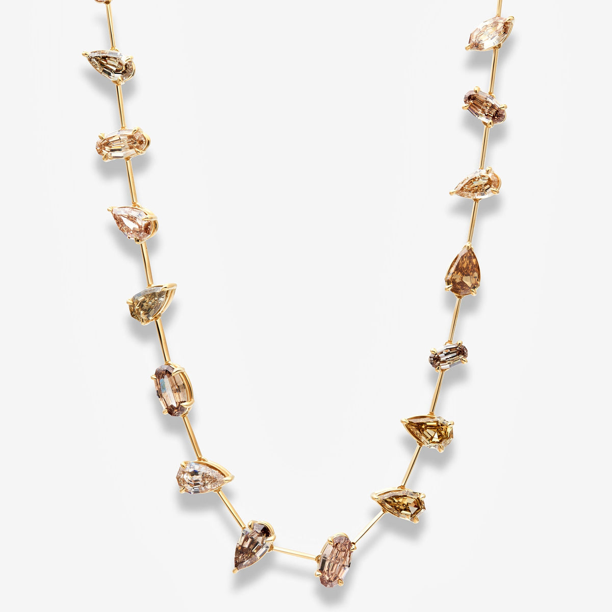 28.59ctw Champagne Diamond Organized Chaos Mix Shape Necklace — Laura Milman New York